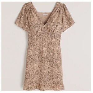 Abercrombie & Fitch Cheetah Print Plunge V-Neck Ruffle Hem Mini Dress Boho XS